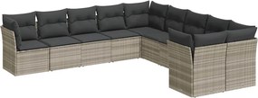vidaXL Set canapele de grădină cu perne 10 piese gri deschis poliratan