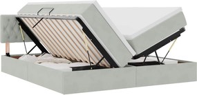 vidaXL Pat cu storage cu saltea cu headboard Gri deschis 100 x 200 cm