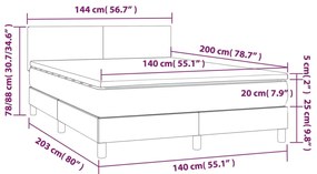 Pat box spring cu saltea, gri deschis, 140x200 cm, catifea Gri deschis, 140 x 200 cm, Design simplu