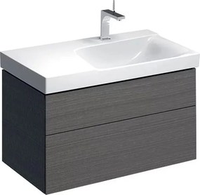 Dulap baza pentru lavoar cu blat suspendat sifon dreapta Geberit Xeno2 gri 2 sertare 88 cm
