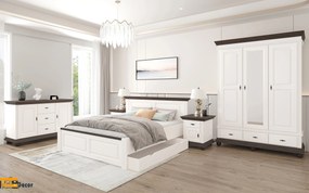 Dormitor Select lemn masiv, Alb/Nuc montaj gratuit