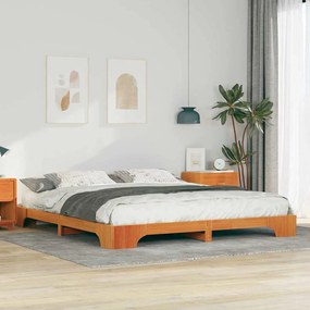vidaXL Cadru de pat de podea cu depozitare Maro 200 x 210 cm lemn