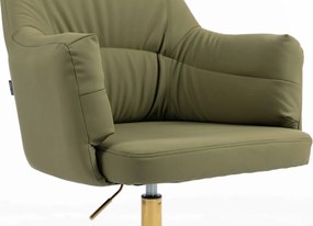 HR840N Scaun Khaki Piele Ecologica Premium Soft cu Bază Aurie