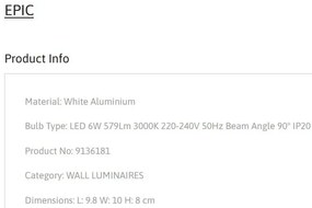 Aplica LED ambientala design modern minimalist EPIC alba