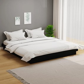 819931 vidaXL Cadru de pat, negru, 200x200 cm, lemn masiv
