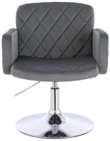 HR802N Scaun Grafit din Catifea cu Bază Cromata