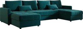 Coltar extensibil in forma de U VENORIA, petrol, 285x146 cm + 2 perne GRATUIT