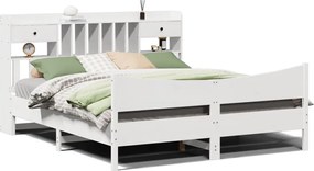 vidaXL Cadru de pat fără saltea, alb, 180x200 cm, lemn masiv pin