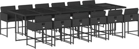 vidaXL Set mobilier de grădină cu perne, 13 piese, negru, poliratan