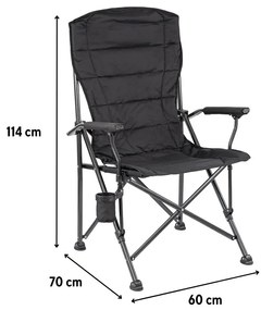 Leziter XL scaun de pescuit cu braț și suport pentru pahare negru