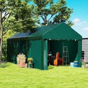Outsunny Carport tente garage 3 x 6m Acoperiș mașină robust cu 2 uși înfășurate, țesătură 200g PE, verde | Aosom Romania