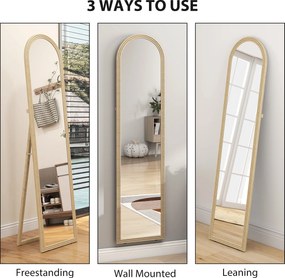 Oglindă HOMCOM de Podea și de Perete cu Suport, efect de Piatră, 40x160cm, Bej. | Aosom Romania