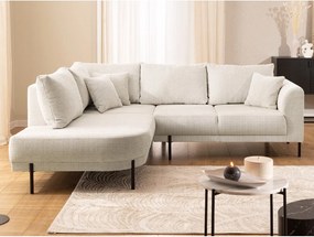 Colțar bej cu tapițerie din chenille (cu colț pe partea stângă/în formă de ”L”) Mauris – Ropez