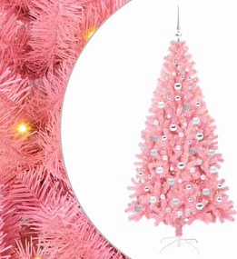 vidaXL Brad de Crăciun cu 300 LED cu suport Roz 180 cm PVC