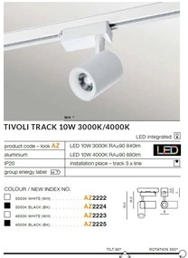Spot LED directionabil pe sina TIVOLI TRACK alb 3000K ZZ AZ2222