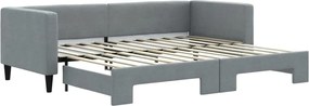 vidaXL Pat de zi cu extensie, gri deschis, 80x200 cm, textil