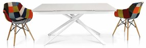 MASA SLIM -  STICLA CERAMICA CU PICIOR METALIC - ALB