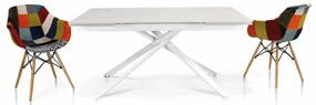 MASA SLIM -  STICLA CERAMICA CU PICIOR METALIC - ALB