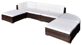 41272 vidaXL Set mobilier de grădină cu perne, 6 piese, maro, poliratan