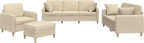vidaXL Set de canapele cu perne, 4 piese, crem, microfibră