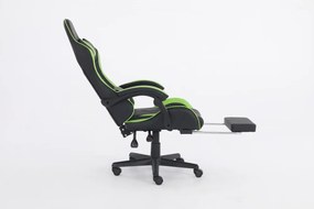 RESIGILAT- Scaun gaming, masaj în perna lombară, suport picioare, piele ecologica, Negru/Verde