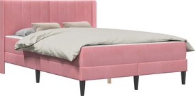 vidaXL Cadru de pat cu saltea Roz 120 x 200 cm Catifea