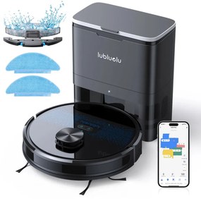 Robot aspirator cu statie de golire Lubluelu SL60 Plus, 42W, Mop, LiDAR, Wi-Fi, Alexa, Autonomie 120 min., 2600 mAh, Negru