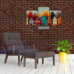 Tablou - Oraș de toamnă pictat (90x60 cm)