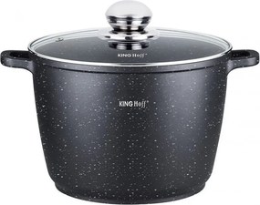 Oală profundă Kinghoff KH 1598, 24 cm, 6,2 litri, finisaj marmură, inducție, negru