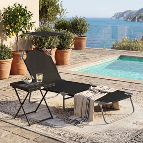 Outsunny Masuta pentru Gradina Pliabila din Ratan Sintetic si Otel, Masuta pentru Exterior Economie Spatiu 40x40x40cm, Negru