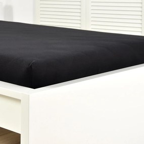 Cearșaf de pat cu elastic din jersey, negru 90x200 cm