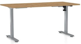Masă înălțime reglabilă OfficeTech A, 160 x 80 cm, picioare gri, stejar piatra