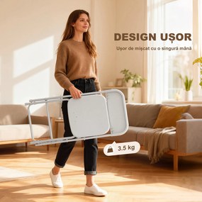 HOMCOM Set de 6 Scaune Pliabile din PP cu Orificii de Drenaj, Scaune Pliabile Salva-Spațiu Portabile din Oțel, Scaun Pliabil de Interior pentru Casă, Birou, Bucătărie, Evenimente, 45x49x79,5 cm, Alb | Aosom Romania