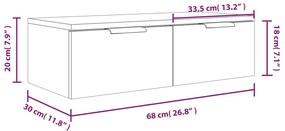 Dulap de perete, gri sonoma, 68x30x20 cm, lemn compozit sonoma gri