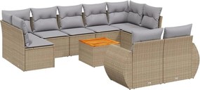 vidaXL Set canapele de grădină cu perne, 10 piese, bej, poliratan