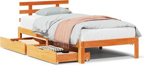 vidaXL Cadru de pat cu tăblie, maro ceruit, 100x200 cm, lemn masiv pin