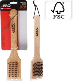Perie pentru curățat grătar BBQ – 30 cm, din lemn