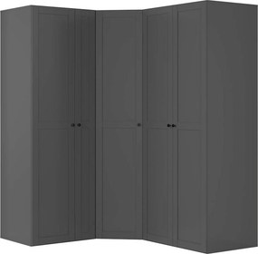 Dressing de colt FLEX, gri grafit, PAL, cu 5 usi, 203x178x240 cm