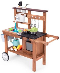 Bucătărie pentru copii din lemn de brad cu accesorii