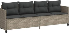 vidaXL Șezlong cu perne, gri deschis, poliratan