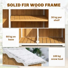 Outsunny Căsuță de grădină din lemn 105x55x179 cm Dulap pentru unelte cu 4 rafturi Acoperiș din metal galvanizat Lemn natural | Aosom Romania