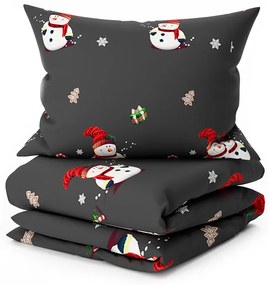 Lenjerie de pat din microfibra WHITE NOWMAN neagra Dimensiune lenjerie de pat: 70 x 80 cm | 140 x 200 cm