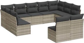 vidaXL Set canapele de grădină cu perne, 11 piese, gri, poliratan