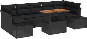 vidaXL Set de canapele pentru grădină 8 pcs Negru Rattan poli