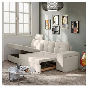 Canapea extensibilă PALERMO, gri deschis, cu spațiu de depozitare și taburet, stânga