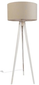 Vloerlamp tripod wit met stoffen kap lichtbruin 50cm - Tripod Classic
