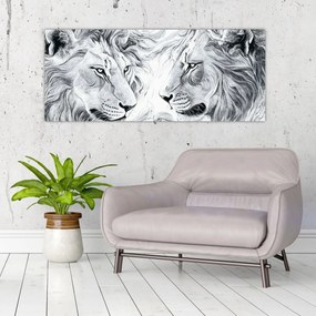 Tablou - Capete de lei desenate (120x50 cm)