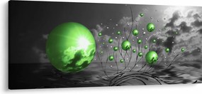Tabloul bilelor verzi abstracte (120x50 cm)
