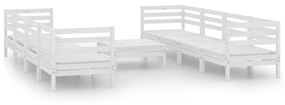 3082518 vidaXL Set mobilier de grădină, 9 piese, alb, lemn masiv de pin