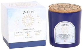 Lumanare zodiacala cu bucatele Lapis lazuli - Taur (aroma ambra si vanilie)